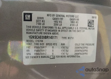2011 Chevrolet Tahoe Ls from USA, damaged, VIN 1GNSCAE09BR145171